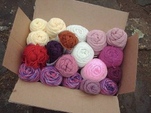 407A bulging box of yarns